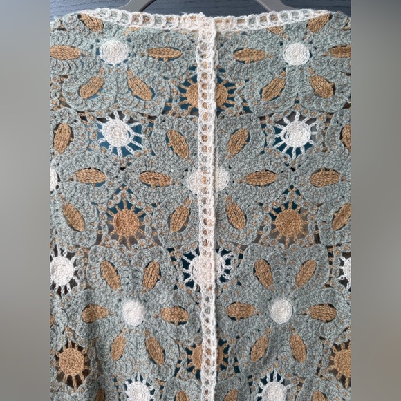 POL Daisy Crochet Floral Dolman Sleeve Cardigan Boho Open Front One Size - Picture 7 of 11